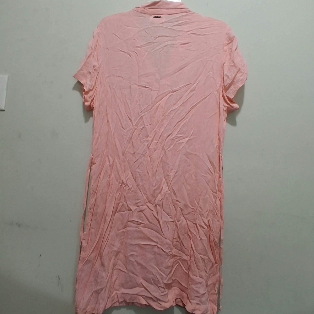 Honolua Surf Co Pink Viscose Button Front Shirt Dress XXL Pockets Peach Summer - Picture 2 of 7